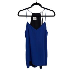 Express Cami Womens Medium Blue Black Barcelona Reversible V-Neck Crepe NWT